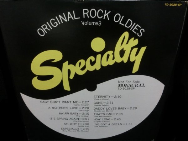 画像1: Specialtyレア音源集★V.A.-『ORIGINAL ROCK OLDIES』 (1)