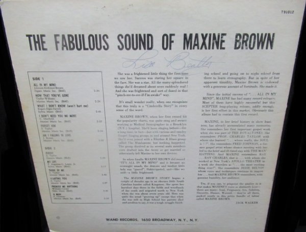 画像2: マキシン・ブラウン/US原盤★『THE FABULOUS SOUND OF MAXINE BROWN』 (2)