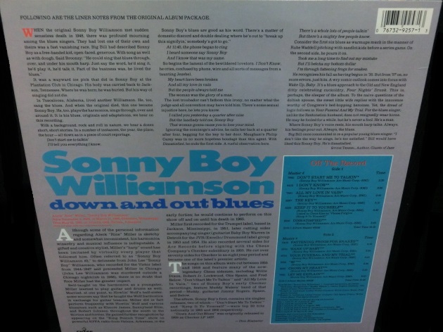 サニー ボーイ ウィリアムソンus廃盤 Sonny Boy Williamson Down And Out Blues Modern Records 2号店 Lp Cd