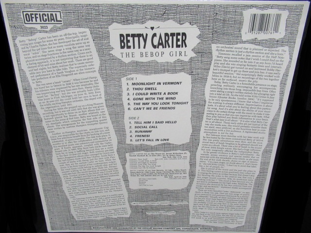 ベティ・カーター/Denmark廃盤☆BETTY CARTER-『THE BEBOP GIRL』 MODERN RECORDS 2号店(LP/CD)